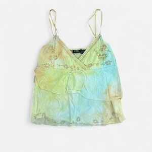 Y2K Vintage Tie Dye Babydoll Tank Size XL Cool Girl 2000s Hippie Festival Boho